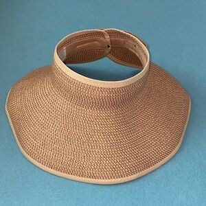 TALEEN visor adjustable hook and loop closure bow detail weaved paper size OSFA